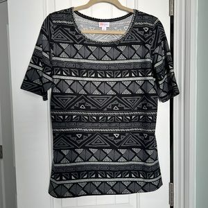 LuLaRoe black and mint geometric top, size XL